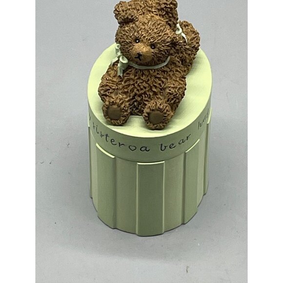 Inspirio oval box bears a bear hug for my sister saying bows 2002 green READ - Picture 2 of 7